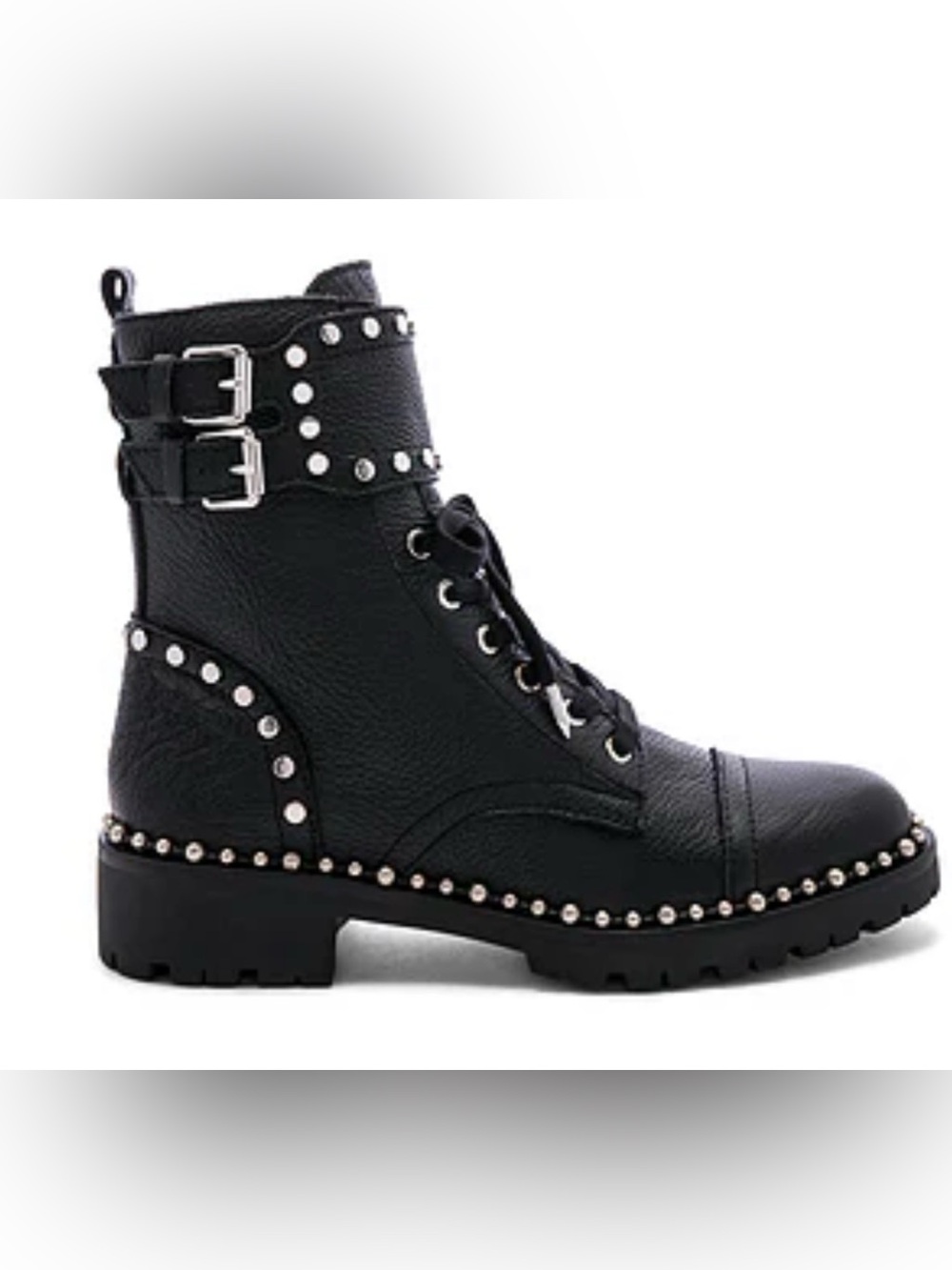 Like new Sam Edelman Jennifer Black Leather Studded Combat Boots Size 8